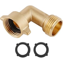 90-Degree Hose Elbow For RVs — Solid Brass Construction, Features Convenient Easy Grip Connector,For RV Water Hoses, Residential Outdoor Faucets, & More — 1-Pack