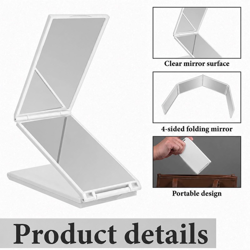 4 Way Mirror Foldable Makeup Mirror Portable 360 Degree Handheld