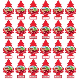 LITTLE TREES Car Air Freshener | Hanging Paper Tree for Home or Car | Wild Cherry | 24 Pack