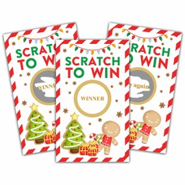 Christmas Scratch Off Game Cards - Xmas Party Scratch Games for Kids and Adults - Christmas Raffle Tickets - Holiday/New Year Party Activities & Supplies Decorations - 50 Pack(07)