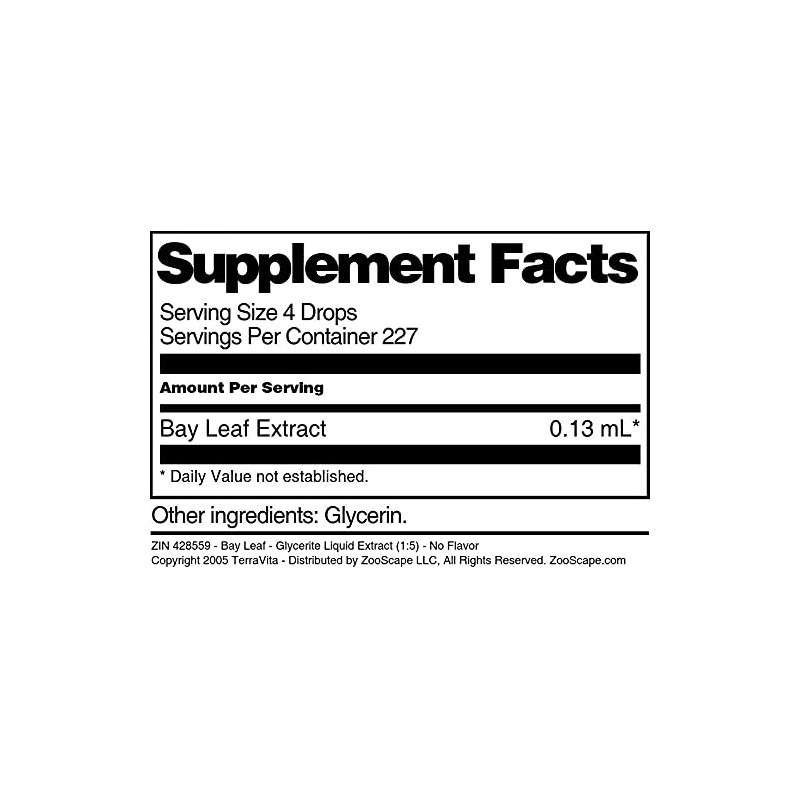 Bay Leaf - Glycerite Liquid Extract (1:5) - No Flavor