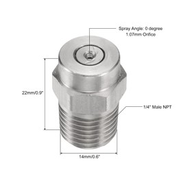 uxcell 2Pcs Pressure Washer Tip 1/4" Male NPT Threaded Spray Nozzles Stainless Steel for Water Gun Water Broom and Undercarriage Cleaner (0 Degree, 1.07mm Orifice)