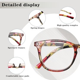 Dolarosey Reading Glasses For Women,Blue Light Spring Hinge Readers, Fashion Pattern Print Computer Eyeglasses,Cheaters(1.5)