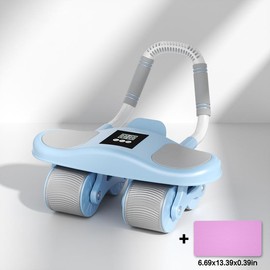 HXD-ERGO -Ab Wheel Flat Supportbelly Roll-Two in One Ab Wheel Roller for Core Training, with Timer/Phone Holder, Suitable for Abdominal Workouts in Office, Home, and Outdoor Settings - Color: Blue