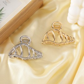 papasgix Metal Hair Clips 2.76 Inch Gold Claw Clip Ocean Hair Clips for Thin Hair Shells/Starfish/Conch Hair Accessories for Women (Conch)