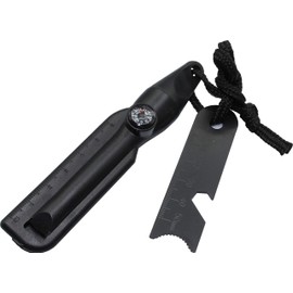 geddid Pack of 2 Fire Starter Flints for Survival Camping Outdoor Bushcraft in Plastic Housing with Metal Scraper, Compass, Bottle Opener - Black