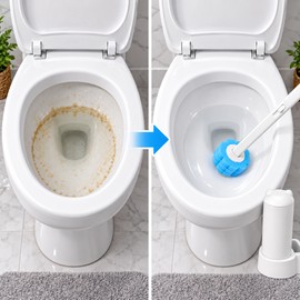 Toilet Brush and Holder Set with Disposable Refills, Detachable Toilet Cleaning Brush Head for Bathroom, WC, Guest Bathroom and Commercial Washrooms