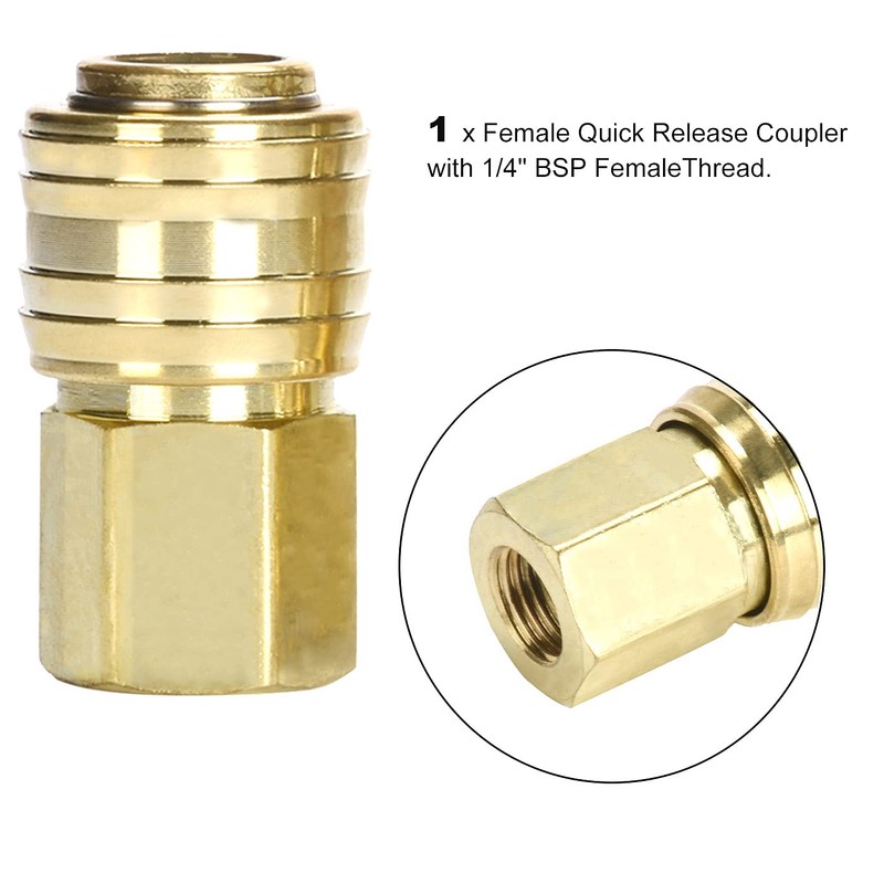 Pack of 10 Euro Compressed Air Coupling 1/4 Inch BSP