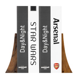 TILISMA Book Ends for Shelves - Handmade Wooden Bookends with Metal Base, Walnut Tree - Sturdy Book Holders for Heavy Books - Fancy Modern Decorative Book Accessories to Hold Books Firmly on Bookshelf