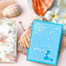 Arbuya Mermaid Scale Plastic Embossing Folders for Card Making Fish Dragon Scales Textured Embossing Folder for Scrapbooking Pages Paper Crafting Clay Decoration