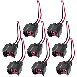 Walquicks Pack of 8 EV6 EV14 Injector Connector, Fuel Injector Pigtail Connector Plug Wire, Fuel Injector Connector with Wire, Pigtail Connectors Wire Replace Compatible with DJ7023C-1.5-21