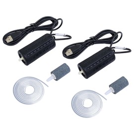 2 Sets Mini USB Fish Tank Aquarium Air Pump Super Silent Oxygen Air Pump Air Aerator Pump Energy Saving Oxygen with Air Stone and Single Outlet Silicone Tube 1W