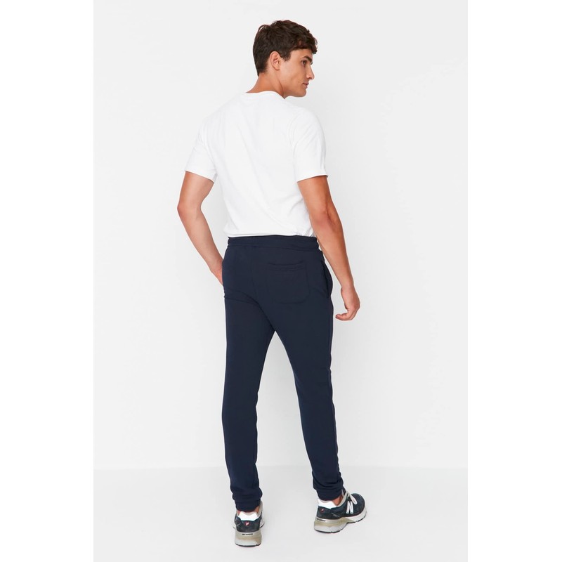 TRENDYOL Men's Medium Waistband Slim Jogging Bottoms Sweatpants, navy blue