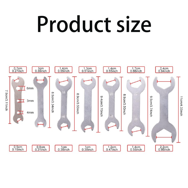 Biqing 7PCS Double End Spanner Ultra Thin Wrench Set, 2mm