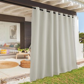 RYB HOME Extra Wide Outdoor Curtains for Patio Waterproof Heavy Duty Thermal Insulated in Summer Full Coverage Privacy for Porch, Gazebo & Pergola, W100 x L84, Natural, 1 Panel
