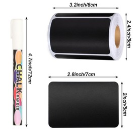 NANXJIUR 180 Pcs Chalkboard Labels, Reusable Blackboard Stickers with 1 Liquid Chalk Marker, Waterproof Chalkboard Stickers for Mason Jars, Parties Decoration, Craft Rooms, Bottle, Office Organize