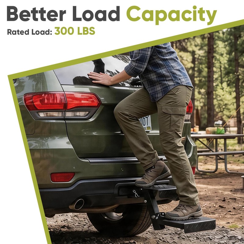Hitch Step with 2 Folding Steps,Trailer Hitch Step for 2"
