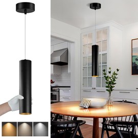 Arcfox 10W Pendant Light, Adjustable Height Modern Cylinder LED Pendant Lights Kitchen Island Fixtures, Dimmable Ceiling Hanging Lights for Kitchen Dining Room Bar (Retractable-30CM-1pcs)