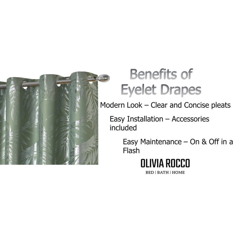 Olivia Rocco Leaf Sparkle Blackout Curtains Super Soft Thermal Insulated