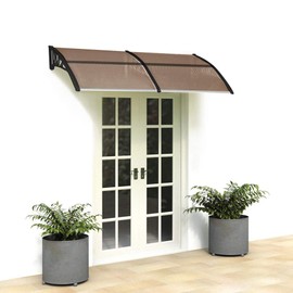 STERXONE Durable Door Awning Window Awnings Exterior Rain and Sun, Best Front Door Awning Polycarbonate Cover Outdoor Patio Canopy Shetter with Aluminum Fixing Bars, ABS Curved Bracket (40 x 80-B)
