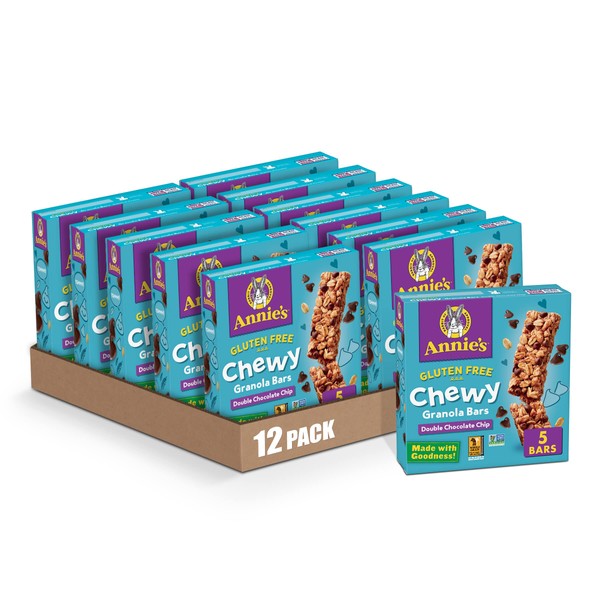 Annie's Gluten Free Chewy Granola Bars, Double Chocolate Chip, 5 Bars, 4.9 oz. (Pack of 12)