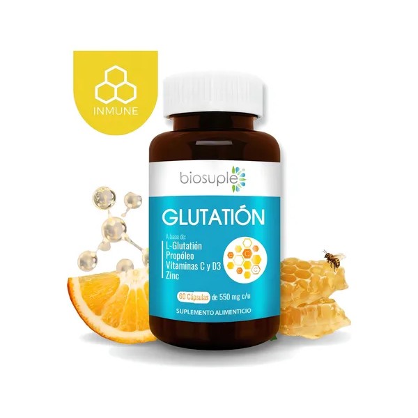 L Glutatión Propóleo + Vitaminas Antioxidante 60 Caps 550mg MÁS
