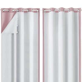 Simplebrand 100% Blackout Greyish White Curtain Liners 2 Panles Set, 100% Darkening Blackout Thermal Insulated Curtain Liner for 95 96 Inch Living Room Curtain with 18 Pieces Rings, 50W x 92" L