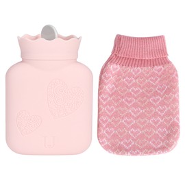 Mini Hot Water Bottle Bag Warm Hand Feet Warmer Water Injection Bag for Home OfficePink