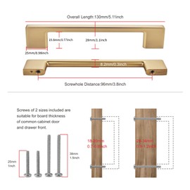 TUNNY 10 Pack Classic Cabinet Handles-3.8"/96mm Screw Spacing Champagne Bronze Furniture Hardware Handles for Kitchen Cabinets Bedroom Cabinet Pull