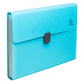 Exacompta - Ref 55299E - 1 Expanding File Pop'N Co - Recycled PP Cover and PP Interior - Expandable Back - Snap Closure - 13 Compartments - Dimensions: 33 x 25 cm - Cyan