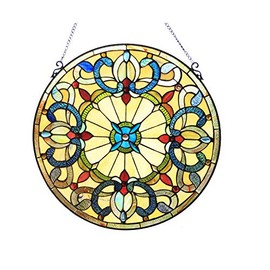 Radiance Goods Tiffany-Style Victorian Stained-Glass Window Panel 22" Height