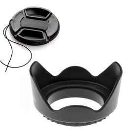 58mm Tulip Flower Lens Hood & 58mm Lens Cap Compatible for Canon 1500D 1300D 90D 80D 77D Camera kit EF-S 18-55mm Lens (1+1Pack)