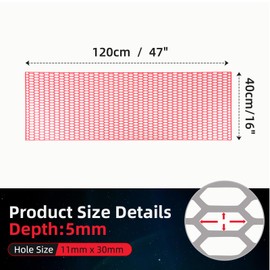 AggAuto 47"x16" ABS Plastic Universal Car Grill Mesh, Automotive Grille Insert Bumper Honeycomb Hole 11x30mm Hex Grids Red
