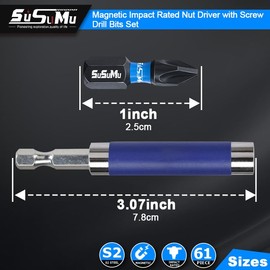 Phillips Bits #2 Impact (61PCS), Screwdriver Bit Set, Insert Drill Bit Set With Extension Magnetic Nut Driver, Power Tool Accessories For Home Building, Electronic Mechanical Repair