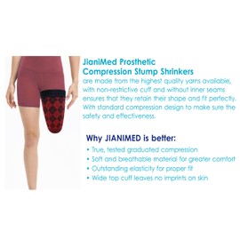 JianiMed Prosthetic Stump Shrinkers–above Knee, 35cm, Compression, 20-30, Amputee Socks, Tartan Pattern, Taiwan Excellence XL