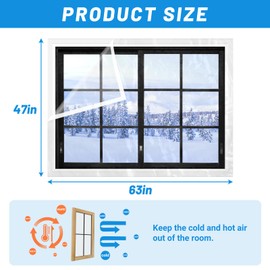2 Pcs Window Plastic Insulation Kit 47'' x 63'', Window Insulation Covering Film for Winter, Heavy Duty Clear Shrink Film Window Seal Kit to Keeps Cold Air Out and Warm Air in