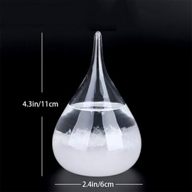 Enkrio Storm Glass Weather Predictor, Weather Station Weather Forecaster with Wood Base, Creative Crystal Glass Bottle for Home & Office Decoration (S)