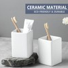 Toothbrush Holders for Bathrooms - 2 Cups Ceramic Square Toothbrush