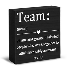 EoffIvan Office Desk Decor For Women Men Inspirational Wall Art Best Boss Gifts For Women Office Decorations For Coworker Gifts Wooden Box Sign Table Decoration Team Definition