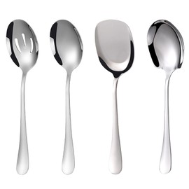 4 Pcs Stainless Steel Serving Spoons，4 Styles of Serving Spoons Large，Multi-Purpose Use of Family Spoons，Cooking Spoon Kitchen Tool for Serving Kitchen Cooking