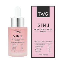 Sérum Facial Profesional 5 en 1 con Colágeno, Ácido Hialurónico 10%, Niacinamida 5%, Vitamina C 30%, Vitamina E 10%, Hidratante Iluminador Anti Manchas, 30ml