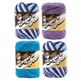 Bulk Buy: Lily Sugar 'n Cream Limited Edition 100% Cotton Yarn (Coordinated 4-Pack) (Moondance, Hot Blue, Hot Purple)