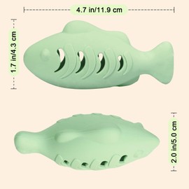 MeowAroma Cat Toys for Indoor Cats, Fish Shaped Chew Catnip Toys for Teeth Cleaning, Food Grade Silicone Cat Enrichment Toy, Interactive Kitten Teething Toys with 1 Cat Nip Ball, 2 Pcs