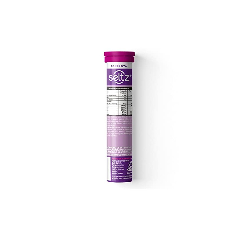 SELTZ Kit Electrolitos Tableta Efervescente, Sabores fresa kiwi, uva y