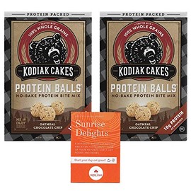 Kodiak Cakes No-Bake Protein Balls - 2 Boxes of Oatmeal Chocolate Chip Flavor - 10 grams of Protein Per Serving - Quick High Protein Snack - Includes Free Recipe and Fun Facts Booklet Sunrise Delights