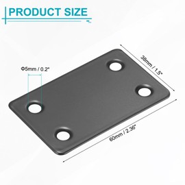 sourcing map 10 Set Mending Plate Metal Flat Bracket Straight Brace Fixing Joining Plate for Wood with Screws, Black, 2.36"x1.5"