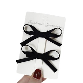 Fesanla Ribbon Hair Accessories, Small, Bowknot Mini Hair Clips, Set of 2, Hair Ornaments, Hair Clips, Cute, For Girls, Birthdays, Coming-of-age Ceremonies, Weddings (Black)
