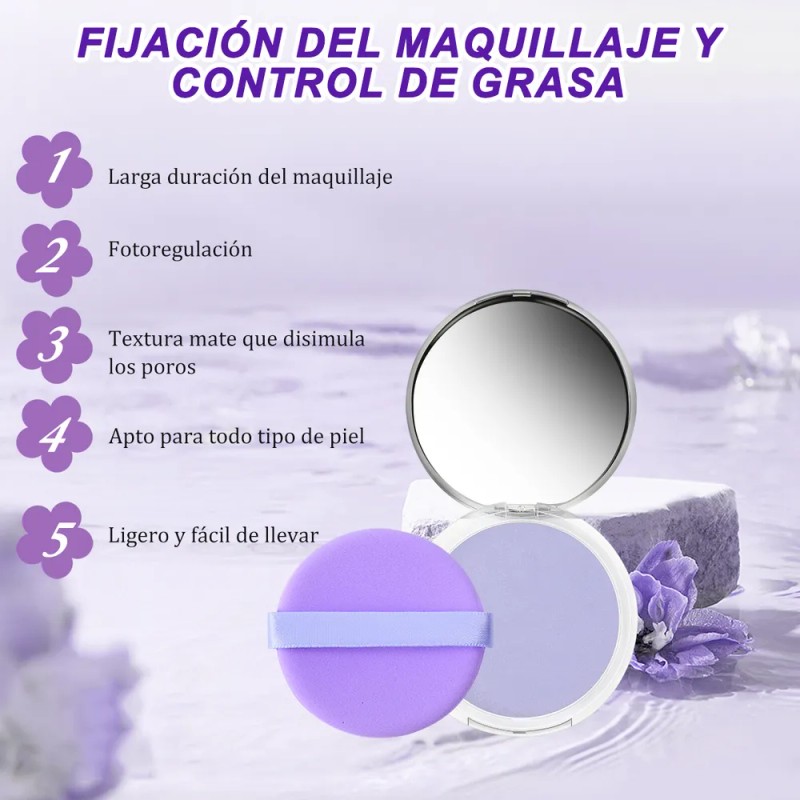 Base Maquillaje Polvo Compacto Matte Con Espejo Lavanda Lavanda