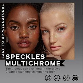 Noerrors Pack of 20 Glitter Freckles Face Tattoo, Multichrome Holographic Silver Sparkle False Freckles Face Glitter Spots, Waterproof Temporary Tattoo Festival Accessories