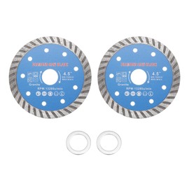 HARFINGTON 2pcs Diamond Saw Blade 4.5" Dia 7/8" Arbor Circular Cutting Wheel with 7/8" to 5/8" or 20mm Arbor Adapter Reducer Ring for Masonry Tile Marble Ceramics Concrete Cement, Light Blue
